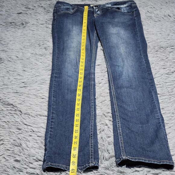 Paris Blues Jeans Teen Womens 13 Straight Fit Low Rise Embroidered Pockets Denim - Picture 9 of 14